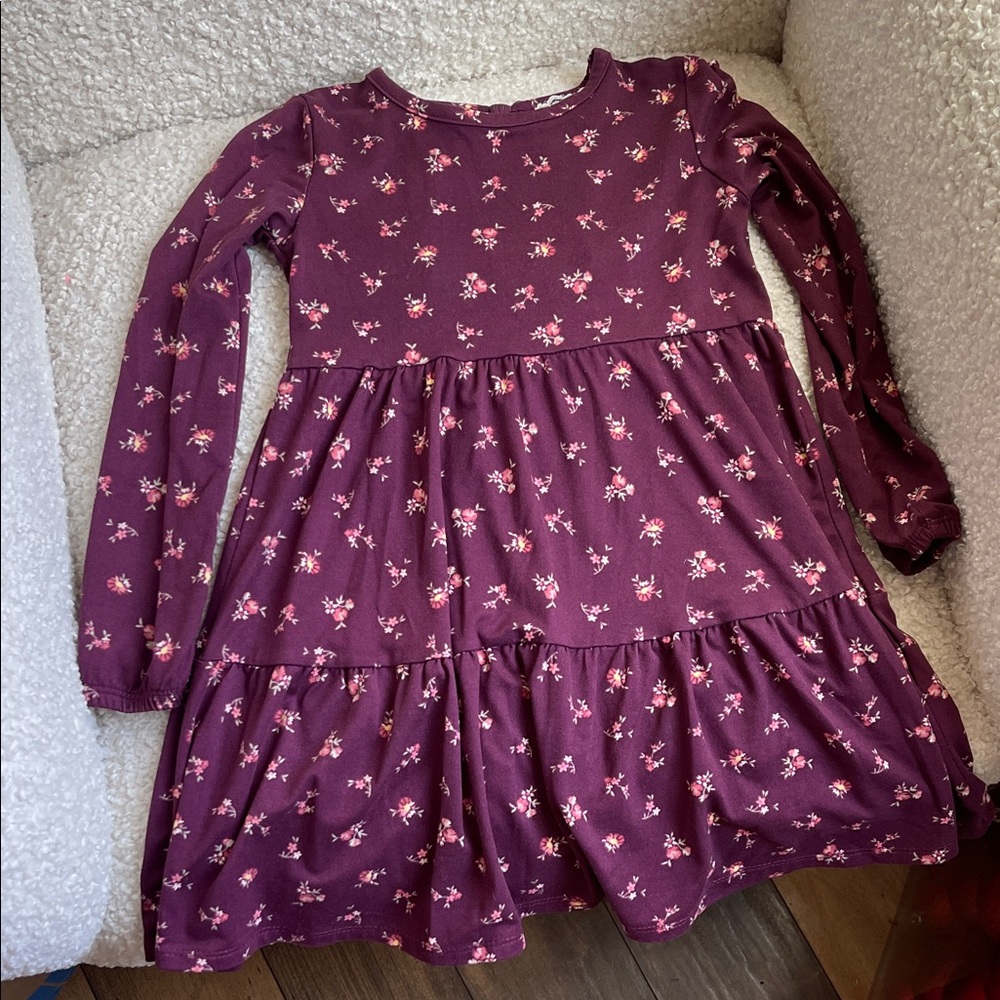 Charming Floral Kids Dress in Plum